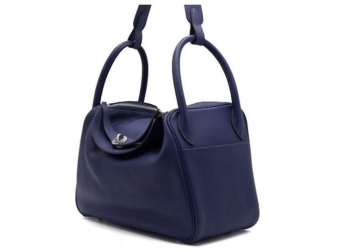 Hermès Borsa Tote e a Tracolla LINDY Navy Swift Blu - vista 3