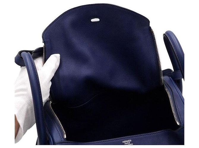 Hermès Borsa Tote e a Tracolla LINDY Navy Swift Blu - vista 6