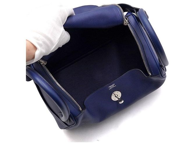 Hermès Borsa Tote e a Tracolla LINDY Navy Swift Blu - vista 7