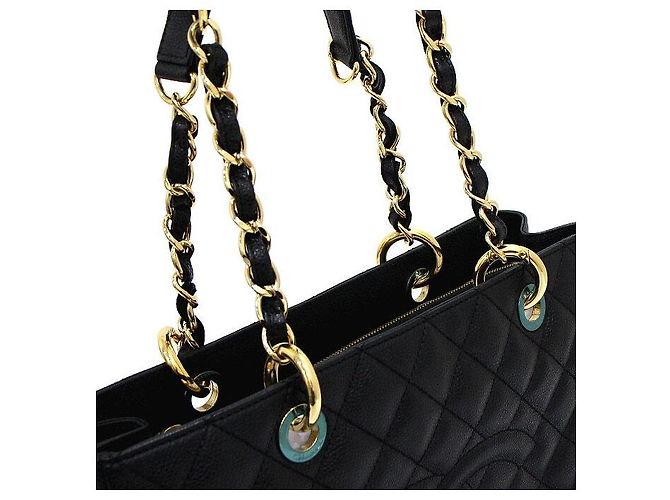 Chanel Bolso de hombro Grand Shopping Caviar Black Gold Chain Negro - vista 10