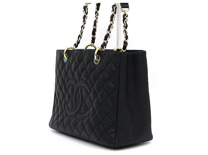 Chanel Bolso de hombro Grand Shopping Caviar Black Gold Chain Negro - vista 2