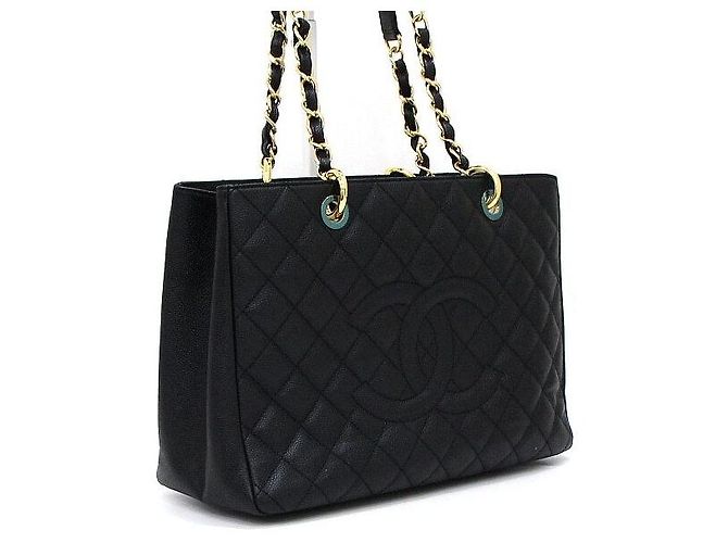 Chanel Bolso de hombro Grand Shopping Caviar Black Gold Chain Negro - vista 3