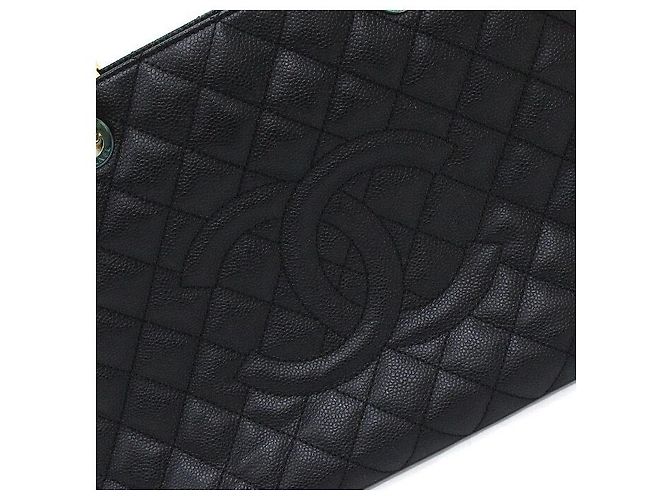Chanel Bolso de hombro Grand Shopping Caviar Black Gold Chain Negro - vista 7