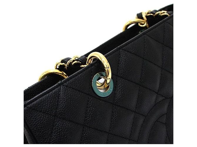 Chanel Bolso de hombro Grand Shopping Caviar Black Gold Chain Negro - vista 8
