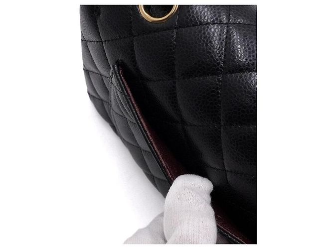 Chanel Borsa a tracolla Classic Small Flap CC in Caviar Nero - vista 13