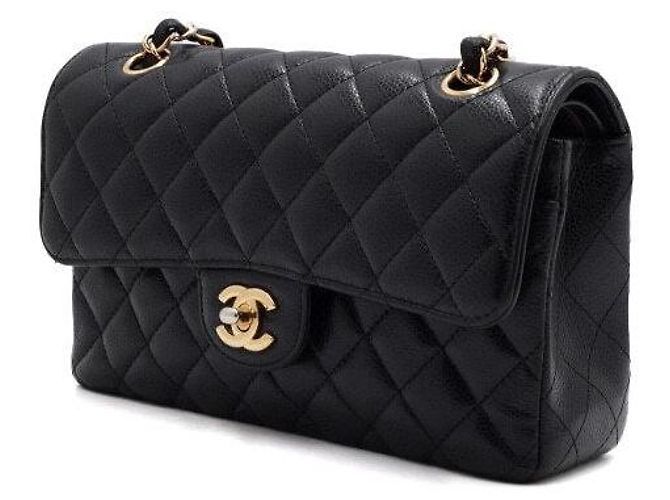 Chanel Borsa a tracolla Classic Small Flap CC in Caviar Nero - vista 3