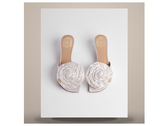 Louis Vuitton Sandali Dior Auror Hill Raso Bianco - vista 4