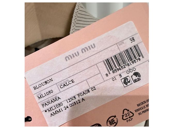 Miu Miu Panama Baumwoll-Bomberjacke Beige Damen (Größe Braun - Ansicht 5