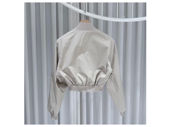 Miu Miu Panama Baumwoll-Bomberjacke Beige Damen (Größe Braun - Ansicht 6