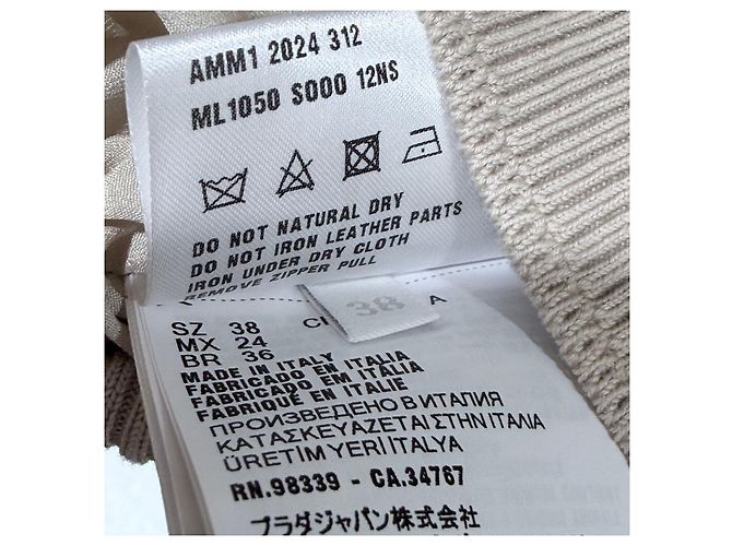Miu Miu Panama Baumwoll-Bomberjacke Beige Damen (Größe Braun - Ansicht 7