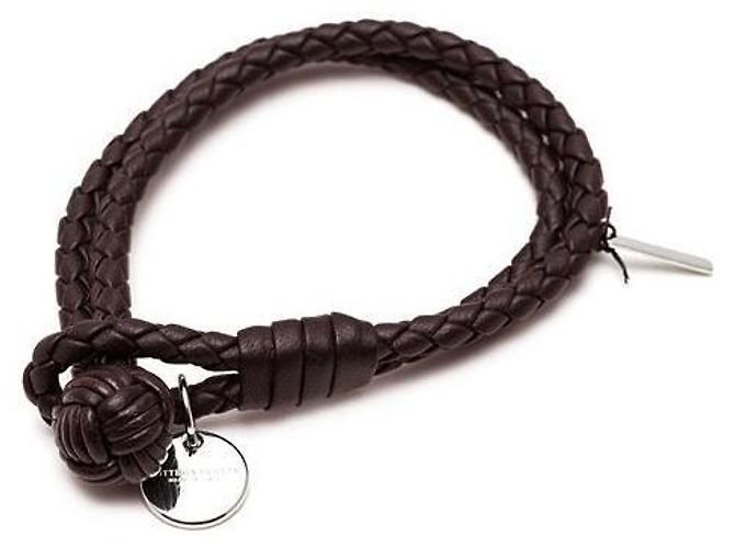 Bottega Veneta Bracciale in Napa Intrecciato Marrone - vista 4