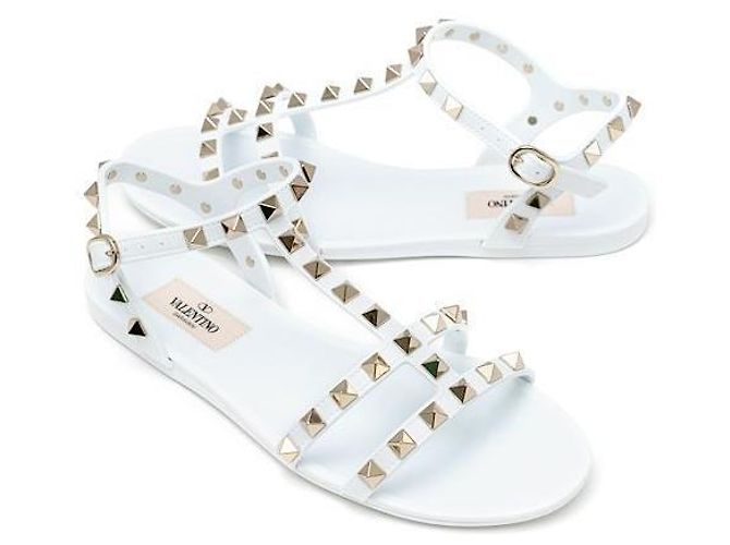 Valentino Sandali con cinturino Rockstud Bianco - vista 5