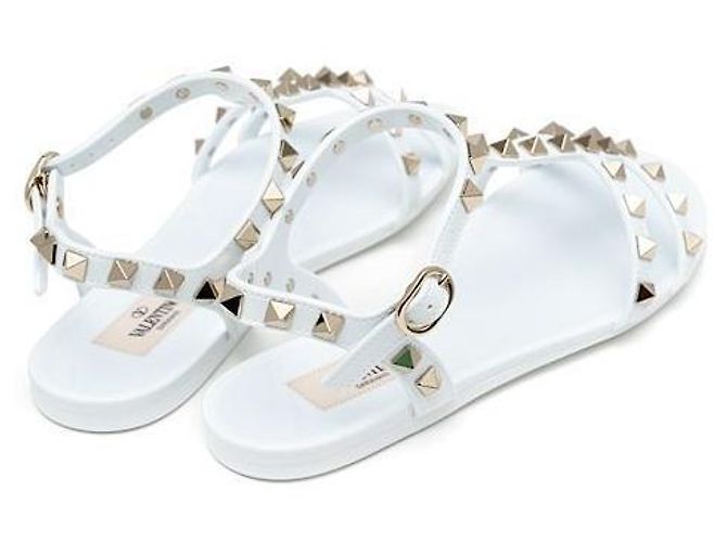 Valentino Sandali con cinturino Rockstud Bianco - vista 8