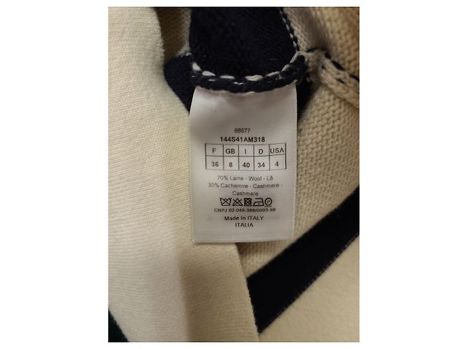 Dior Marinere Pullover aus Wolle-Kaschmir-Strick Marineblau Ecru - Ansicht 5