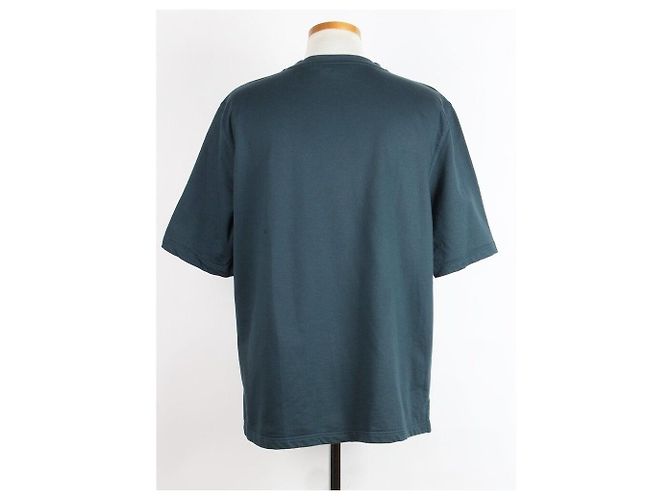 Hermès T-Shirt Turchese con Patch in Pelle di Cavallo Blu - vista 4