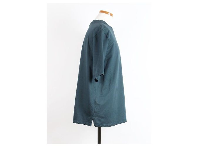 Hermès T-Shirt Turchese con Patch in Pelle di Cavallo Blu - vista 5