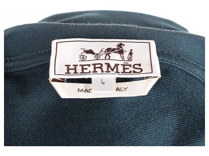 Hermès T-Shirt Turchese con Patch in Pelle di Cavallo Blu - vista 6