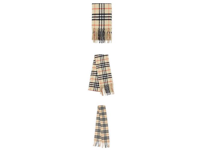 Burberry Sciarpa Slim in Cashmere a Quadri Marrone - vista 3