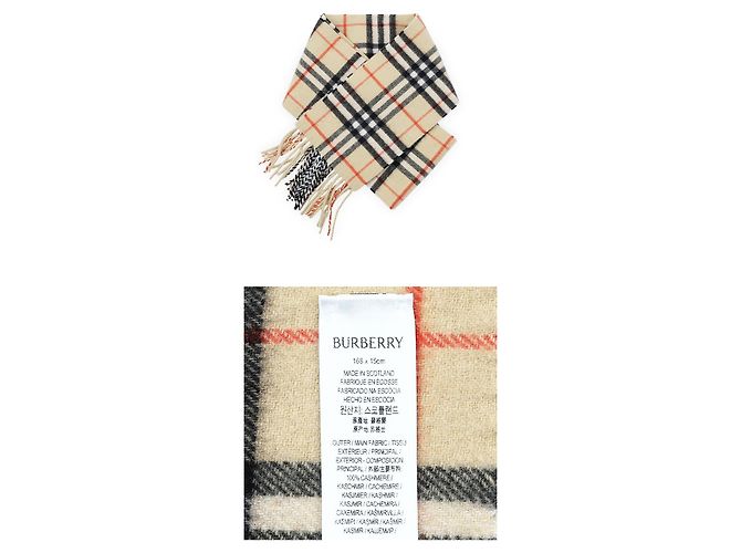 Burberry Sciarpa Slim in Cashmere a Quadri Marrone - vista 4