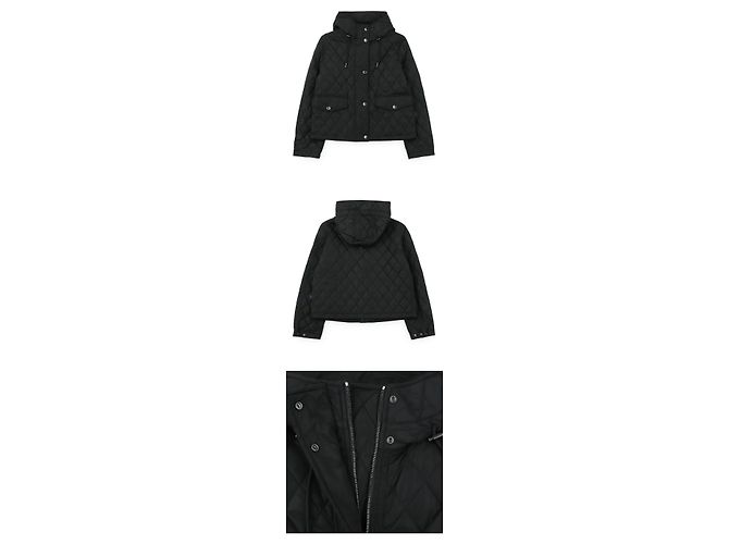 Burberry Kurze gesteppte Nylonjacke mit Kapuze für Damen Schwarz - Ansicht 3