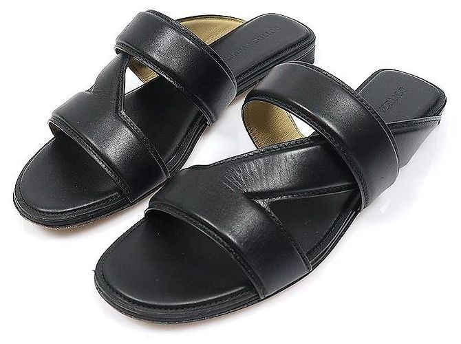 Bottega Veneta Mules in vitello nero con fasce incrociate da donna - vista 3