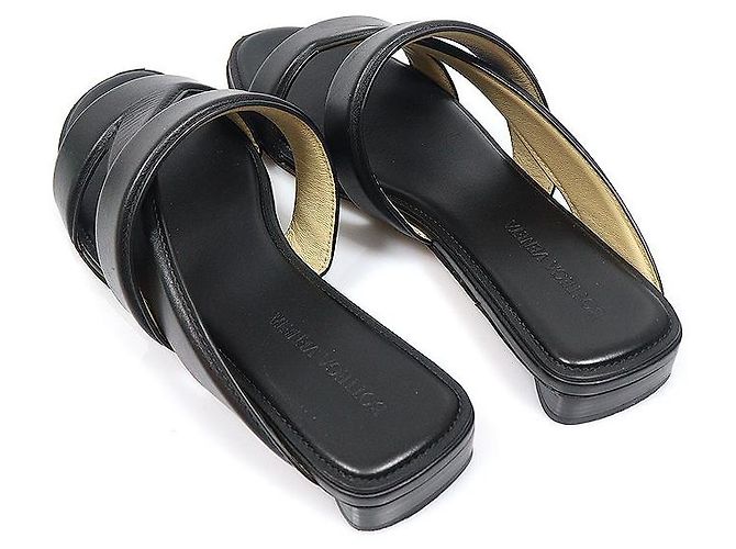Bottega Veneta Mules in vitello nero con fasce incrociate da donna - vista 5
