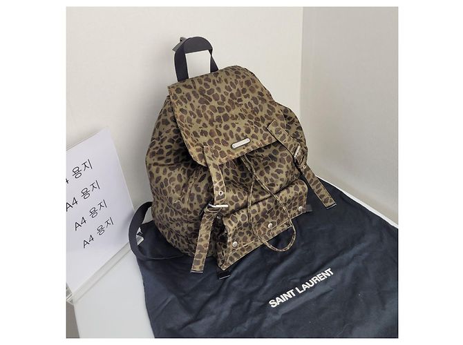 Saint Laurent Zaino Noe Khaki Leopard Jacquard Marrone - vista 10
