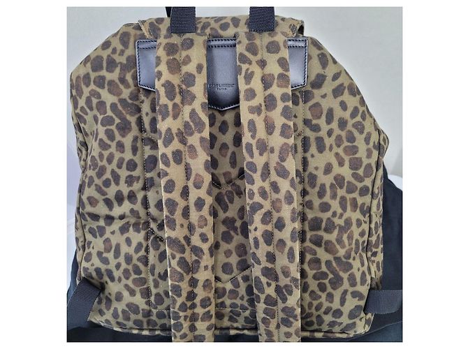 Saint Laurent Zaino Noe Khaki Leopard Jacquard Marrone - vista 5