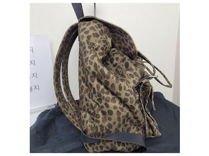 Saint Laurent Zaino Noe Khaki Leopard Jacquard Marrone - vista 6