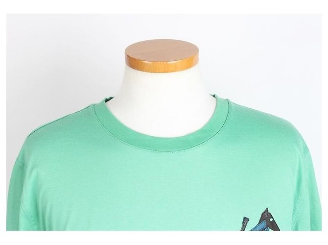 Hermès Kurzarm T-Shirt mit Pferdeleder-Patch Mintgrün - Ansicht 5