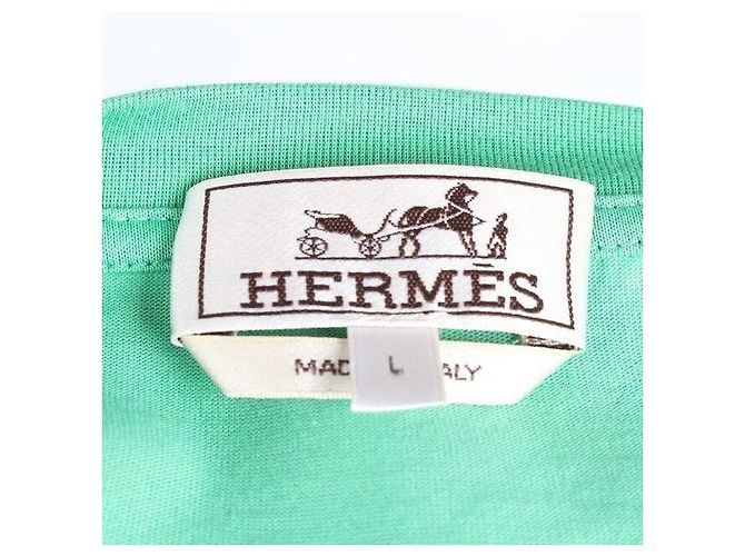 Hermès Kurzarm T-Shirt mit Pferdeleder-Patch Mintgrün - Ansicht 7