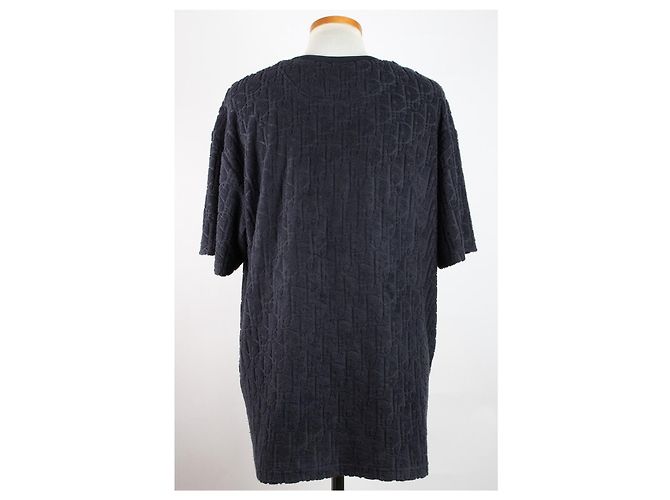 Dior Oblique Terry Kurzarm T-Shirt Navy Blau - Ansicht 2