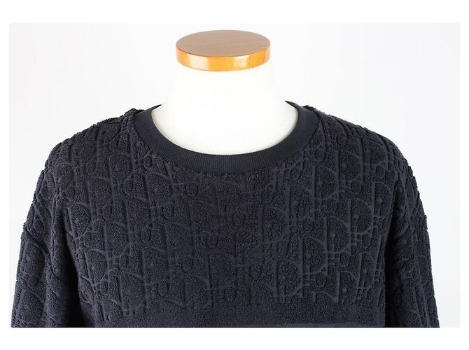 Dior Oblique Terry Kurzarm T-Shirt Navy Blau - Ansicht 5