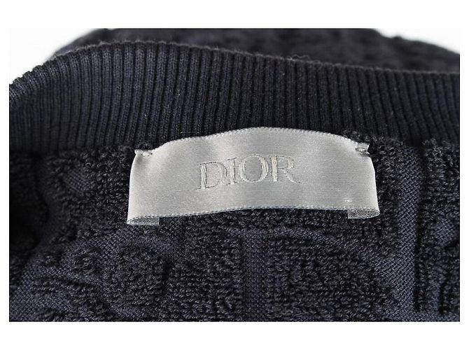 Dior Oblique Terry Kurzarm T-Shirt Navy Blau - Ansicht 6