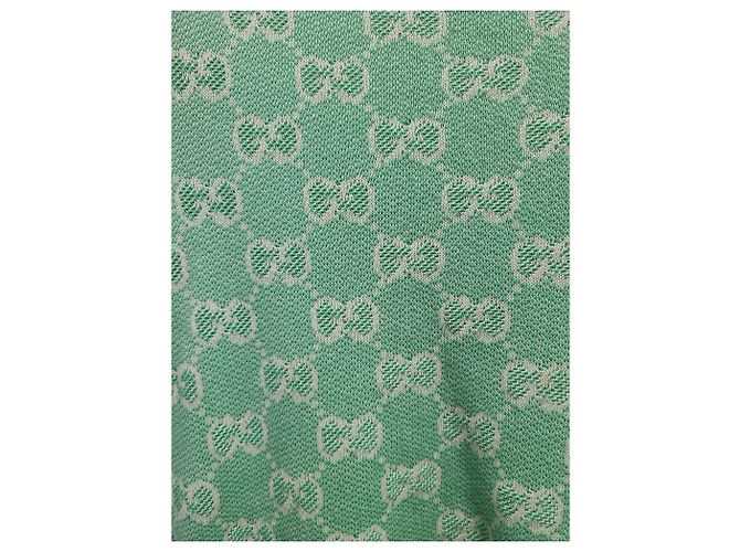 Gucci Strickpullover aus Baumwoll-Woll-Mischung GG Jacquard Mint Kurzarm Grün - Ansicht 3