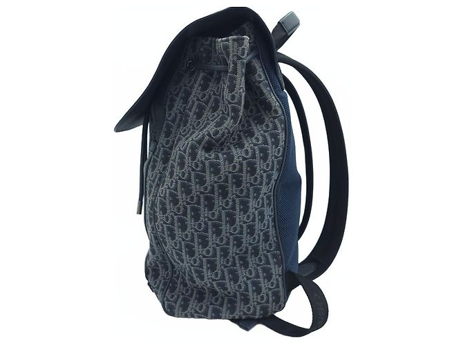 Dior Zaino Saddle in jacquard Oblique Blu - vista 3