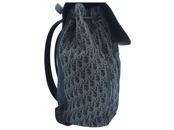 Dior Zaino Saddle in jacquard Oblique Blu - vista 4