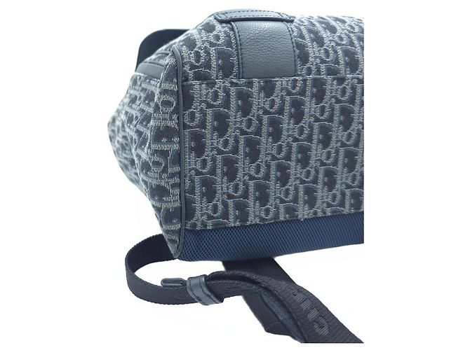 Dior Zaino Saddle in jacquard Oblique Blu - vista 7