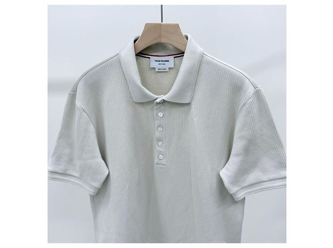 Thom Browne Baumwoll- Polohemd mit kurzen Ärmeln Ivory Weiß - Ansicht 2