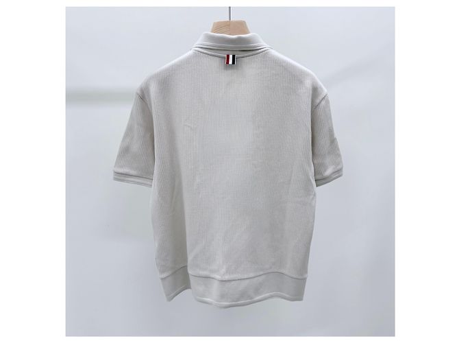 Thom Browne Baumwoll- Polohemd mit kurzen Ärmeln Ivory Weiß - Ansicht 4