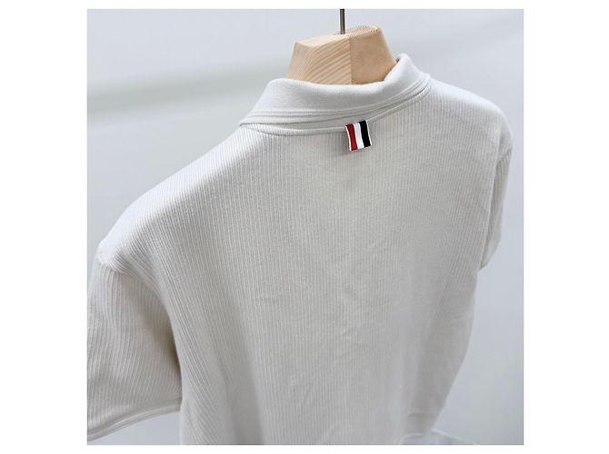 Thom Browne Baumwoll- Polohemd mit kurzen Ärmeln Ivory Weiß - Ansicht 5