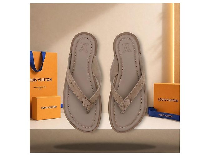 Twist Louis Vuitton Sandali Sunset Thong Taupe Brown Marrone - vista 4