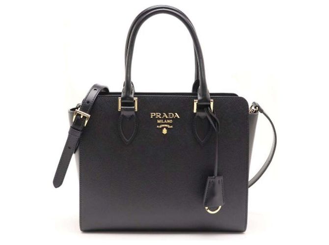 Prada Borsa Tote con manici in pelle Saffiano Nero - vista 2