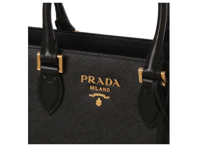 Prada Borsa Tote con manici in pelle Saffiano Nero - vista 6