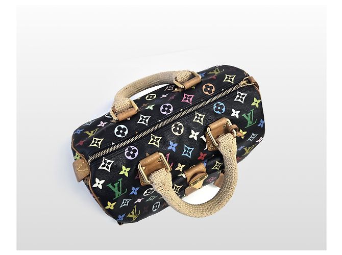 Louis Vuitton Borsa Tote Speedy Monogram Multicolor Nero - vista 14
