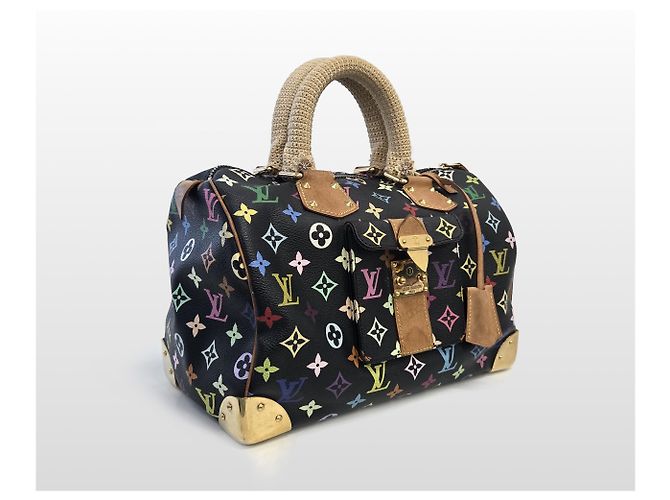 Louis Vuitton Borsa Tote Speedy Monogram Multicolor Nero - vista 3