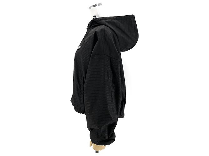 Moncler Prada Re-Nylon Jacquard Cropped Jacke mit Kapuze Schwarz - Ansicht 4
