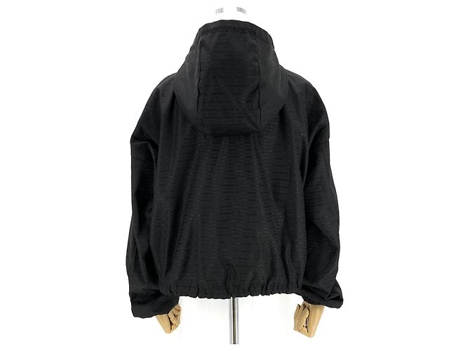 Moncler Prada Re-Nylon Jacquard Cropped Jacke mit Kapuze Schwarz - Ansicht 6