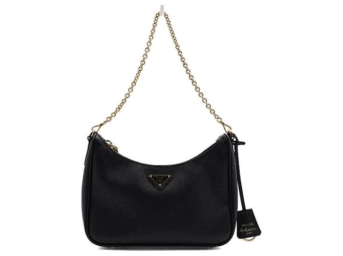 Prada Borsa Hobo Multi Re-edition con catena nera Nero - vista 2