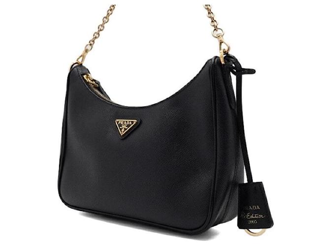 Prada Borsa Hobo Multi Re-edition con catena nera Nero - vista 3